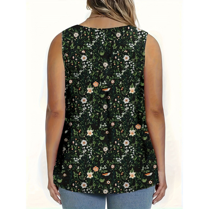 🌸 Women's Printed Button Sleeveless Top – Chic Print, Breathable & Lightweight ✨