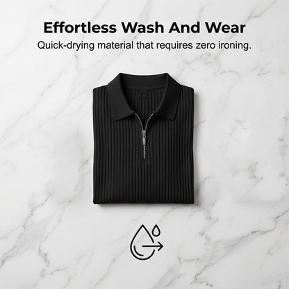Men's Short Sleeve Quarter-Zip Ribbed Knit Shirts