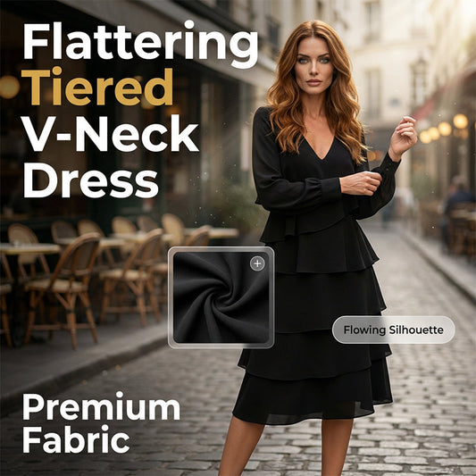 Elegant V-Neck Tiered Long Sleeve Dress❤️BUY 2 GET FREE SHIPPING