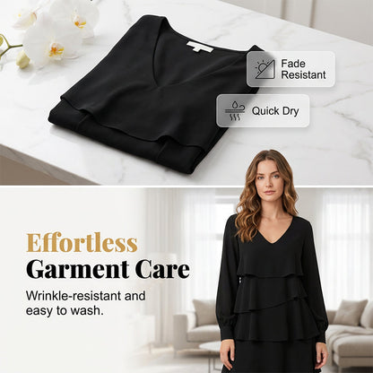 Elegant V-Neck Tiered Long Sleeve Dress❤️BUY 2 GET FREE SHIPPING