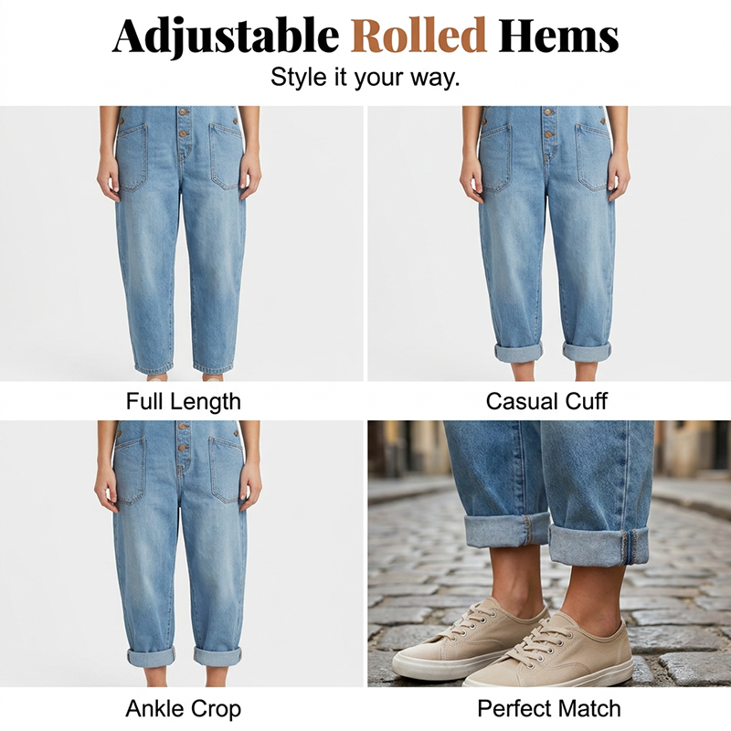 🔥New Arrivals & Special Offers-Women's Casual Baggy Denim Overalls with Pockets