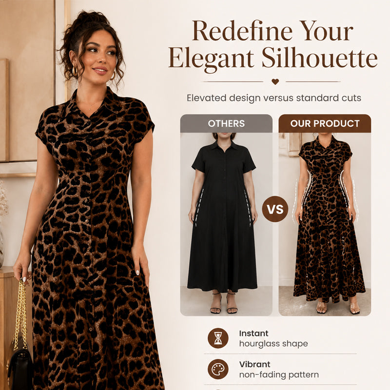 👗 50% OFF NOW! 🐆 Women's Elegant Leopard Print Lapel Dress – Chic, Flattering & Bold Statement Style 🥂