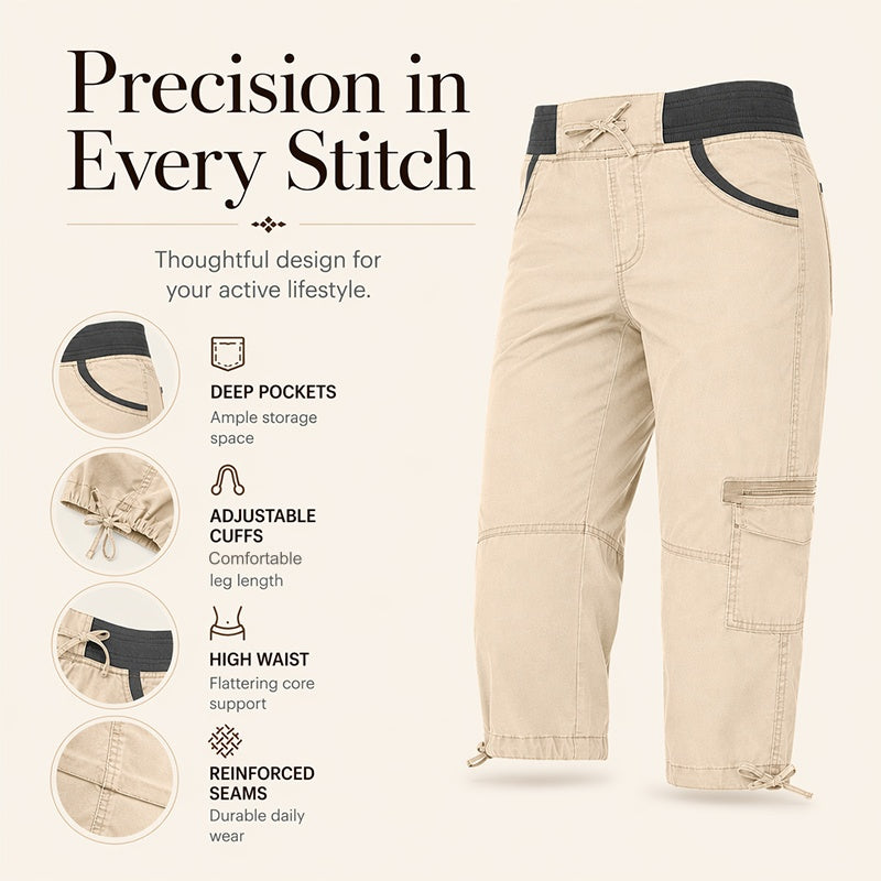 Women's High-Waist Cargo Capri Pants