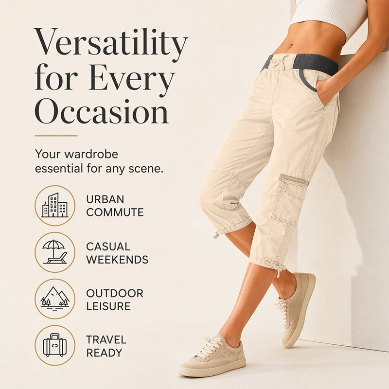 Women's High-Waist Cargo Capri Pants
