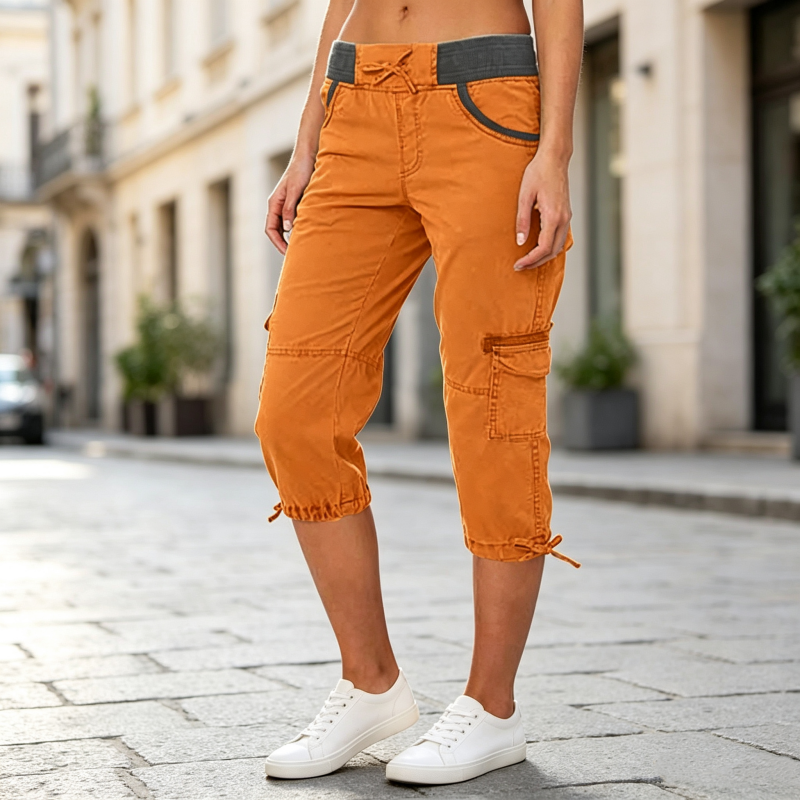 Women's High-Waist Cargo Capri Pants
