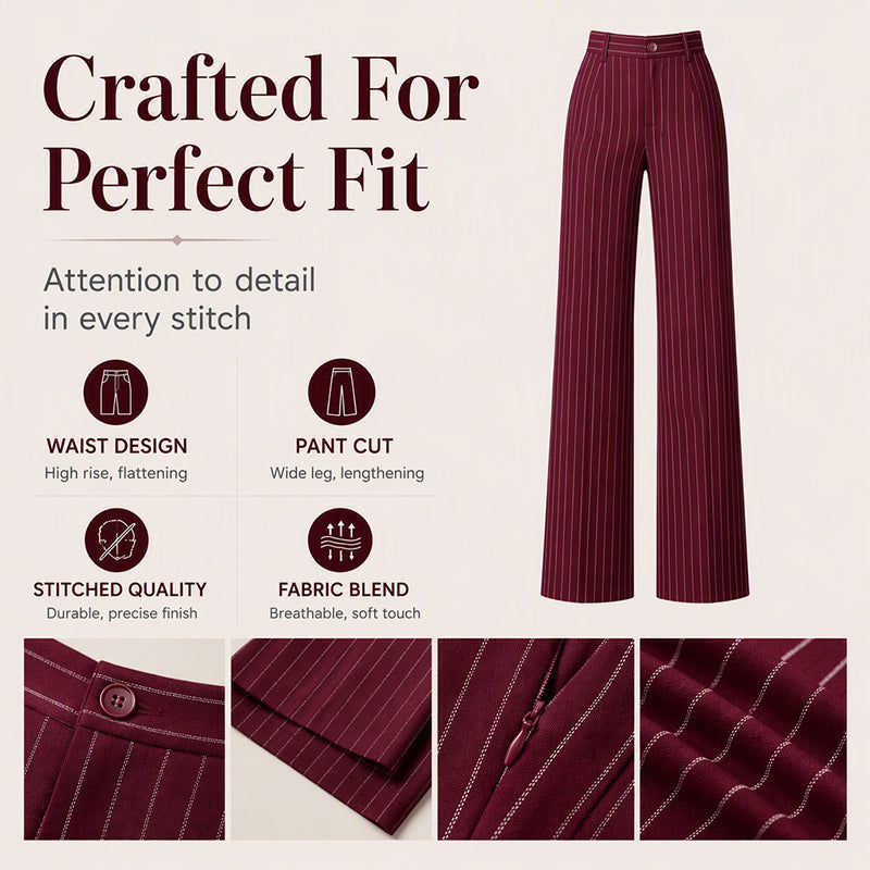 👖New Arrivals - Striped Wide-Leg Trousers with High-Waist – Flattering Silhouette & All-Day Comfort for Any Occasion