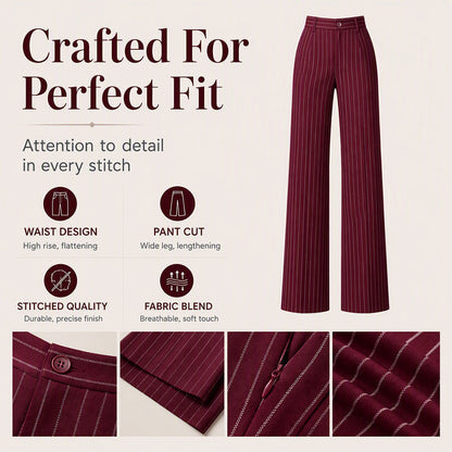 👖New Arrivals - Striped Wide-Leg Trousers with High-Waist – Flattering Silhouette & All-Day Comfort for Any Occasion