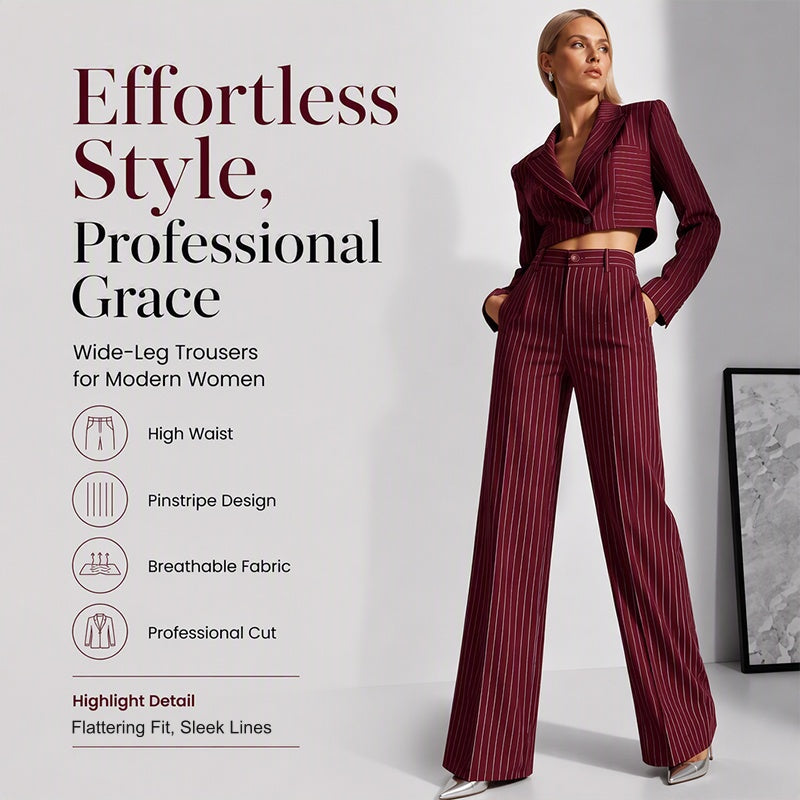 👖New Arrivals - Striped Wide-Leg Trousers with High-Waist – Flattering Silhouette & All-Day Comfort for Any Occasion