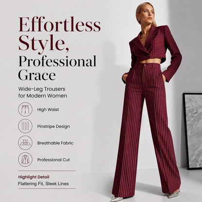 👖New Arrivals - Striped Wide-Leg Trousers with High-Waist – Flattering Silhouette & All-Day Comfort for Any Occasion