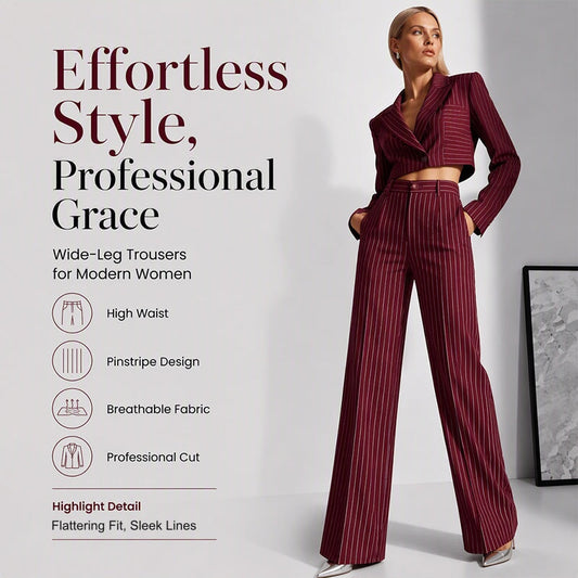 👖New Arrivals - Striped Wide-Leg Trousers with High-Waist – Flattering Silhouette & All-Day Comfort for Any Occasion