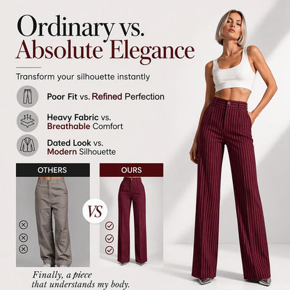 👖New Arrivals - Striped Wide-Leg Trousers with High-Waist – Flattering Silhouette & All-Day Comfort for Any Occasion