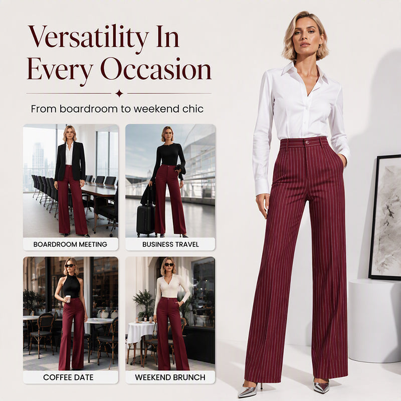 👖New Arrivals - Striped Wide-Leg Trousers with High-Waist – Flattering Silhouette & All-Day Comfort for Any Occasion