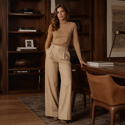 👖New Arrivals - Striped Wide-Leg Trousers with High-Waist – Flattering Silhouette & All-Day Comfort for Any Occasion