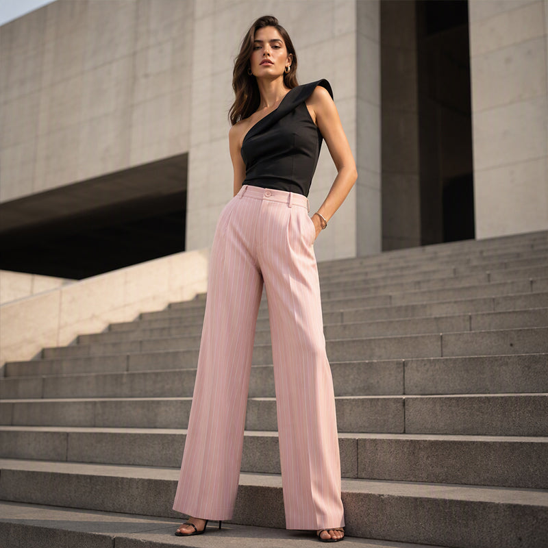 👖New Arrivals - Striped Wide-Leg Trousers with High-Waist – Flattering Silhouette & All-Day Comfort for Any Occasion