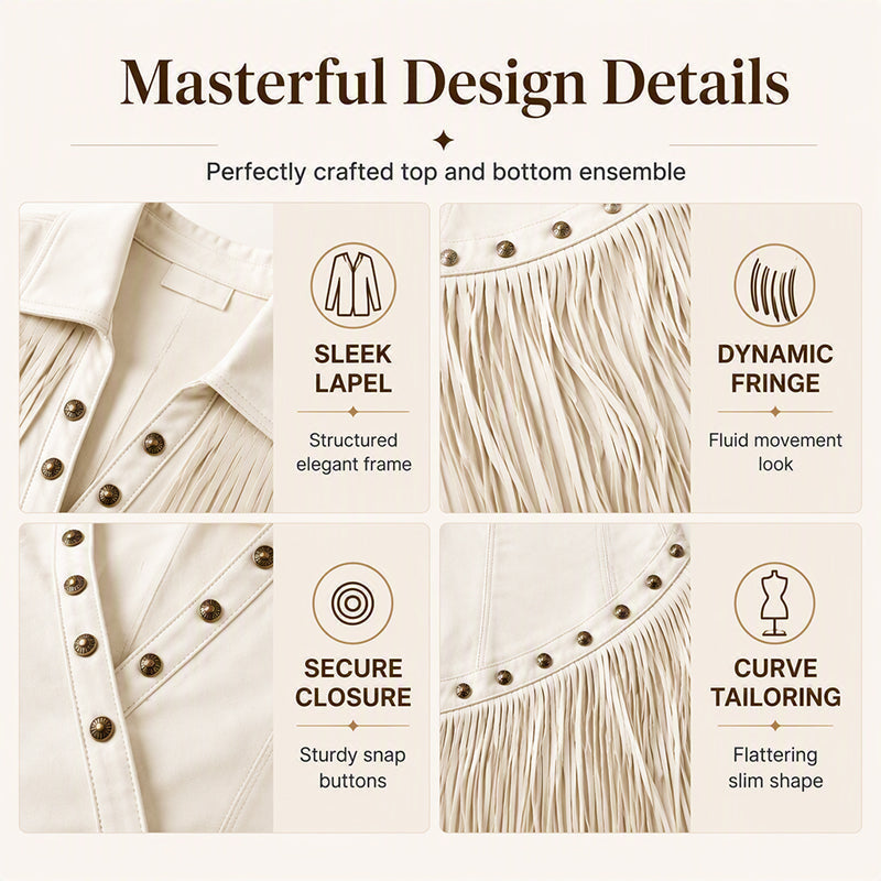 ✨ Flattering Elegance | Women's Fringe-Detail Slim-Fit Long-Sleeve Dress