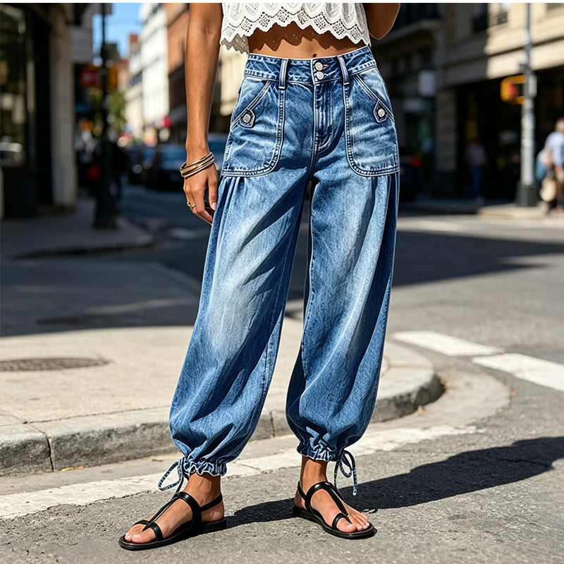 👖 Shape It Your Way | Women's High-Waisted Adjustable-Hem Barrel Jeans