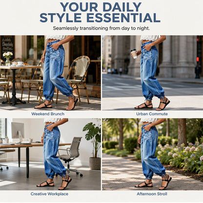 👖 Shape It Your Way | Women's High-Waisted Adjustable-Hem Barrel Jeans