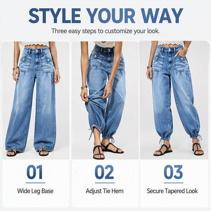 👖 Shape It Your Way | Women's High-Waisted Adjustable-Hem Barrel Jeans