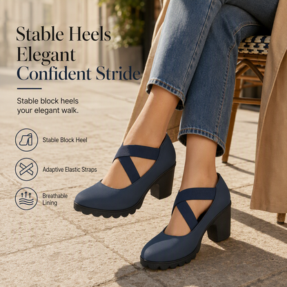 👠 Stable Steps, Retro Charm | Women's Crisscross Platform Mary Jane Heels