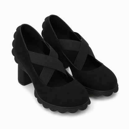 👠 Stable Steps, Retro Charm | Women's Crisscross Platform Mary Jane Heels