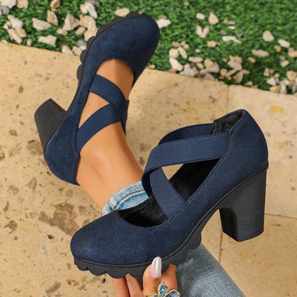 👠 Stable Steps, Retro Charm | Women's Crisscross Platform Mary Jane Heels