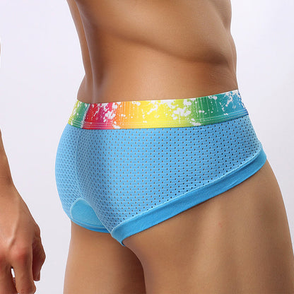 Men's Sexy Low Waist Color Edge Breathable Mesh Briefs⚡⚡Last day promotion-49% OFF