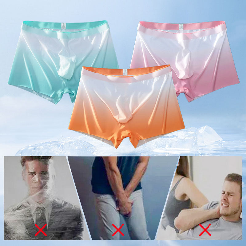 3D Quick-dry Breathable Ice Silk Gradient Color Briefs for Men