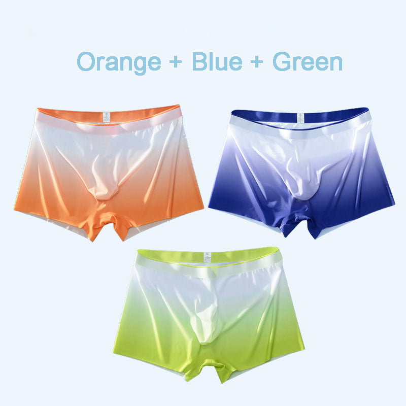 3D Quick-dry Breathable Ice Silk Gradient Color Briefs for Men