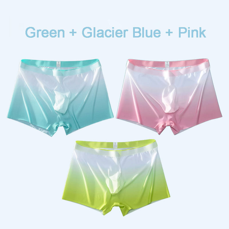 3D Quick-dry Breathable Ice Silk Gradient Color Briefs for Men