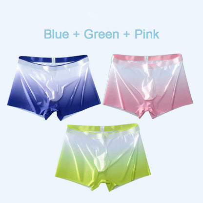 3D Quick-dry Breathable Ice Silk Gradient Color Briefs for Men